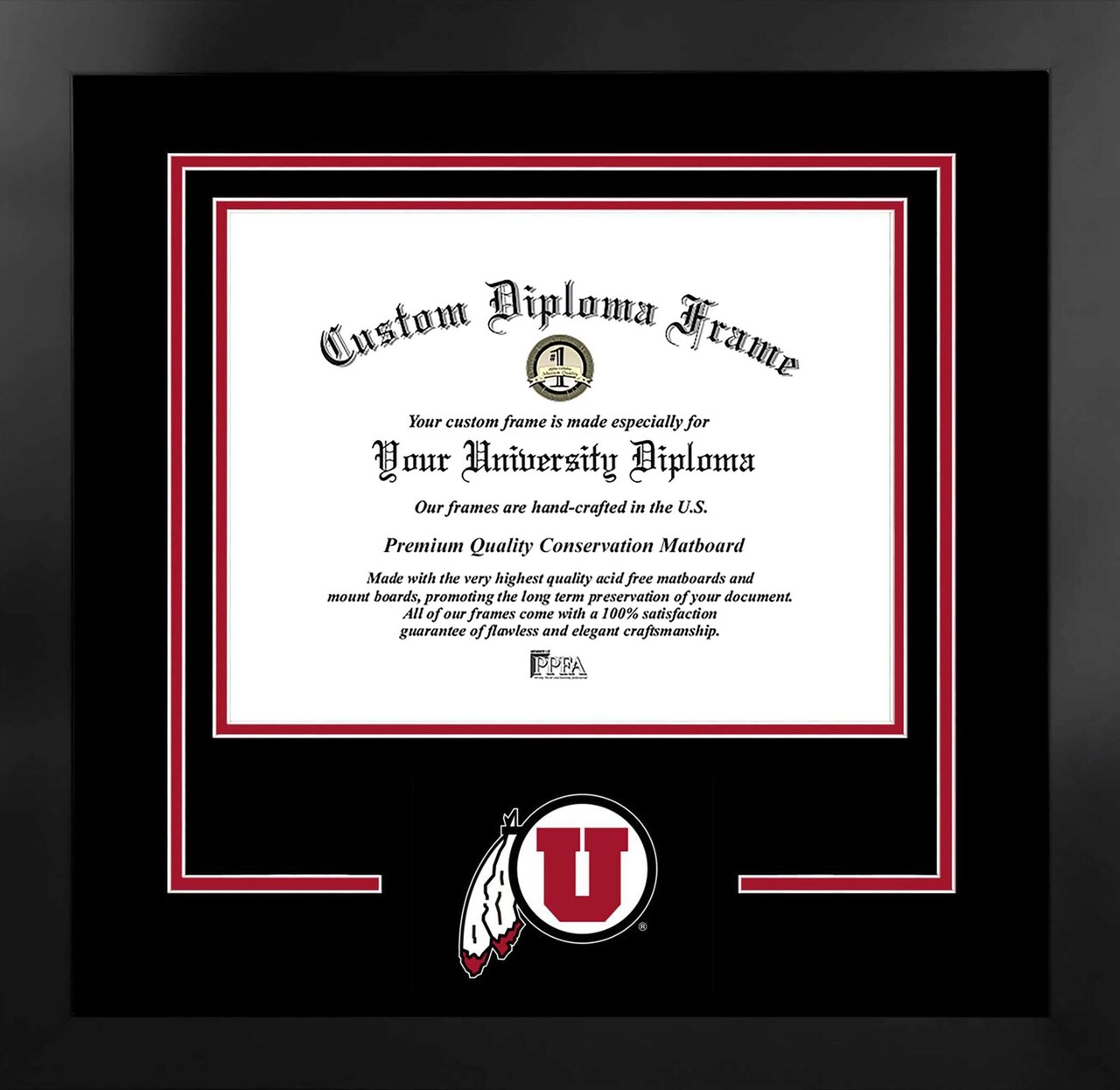 Utah Utes 11w x 8.5h Spirit Diploma Manhattan Black Frame with Bonus Campus Images Lithograph (value savings $59)